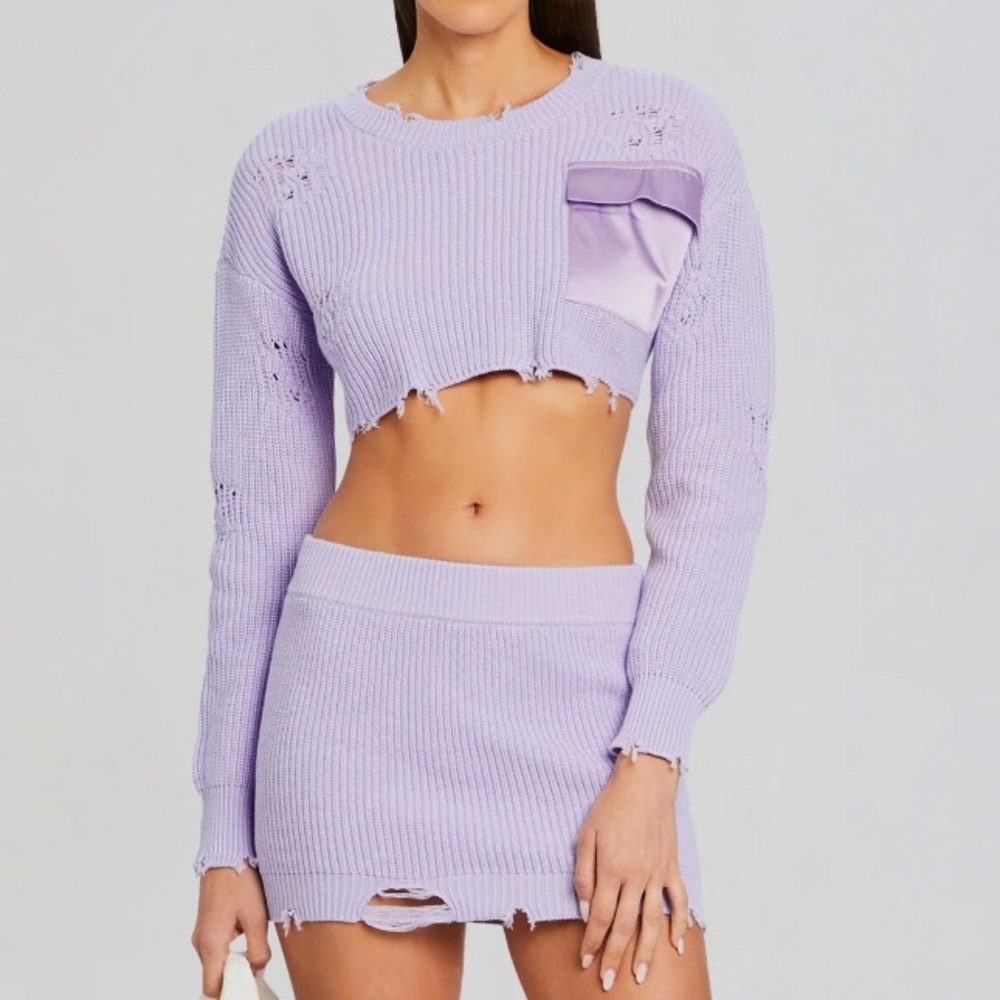SER.O.YA Light Purple Mini Skirt and Top Set